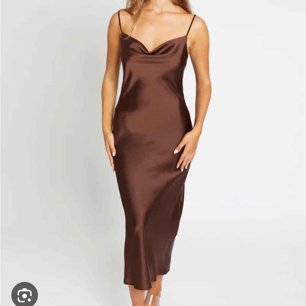 BRISTOL Midi Slip Dress with Soft Cowl Neckline in Silk Charmeuse size large